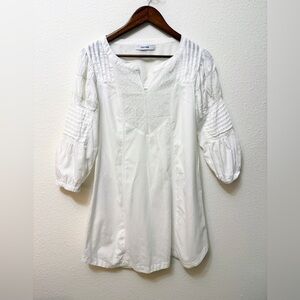 Culture White Embroidered Boho Blouse Size M